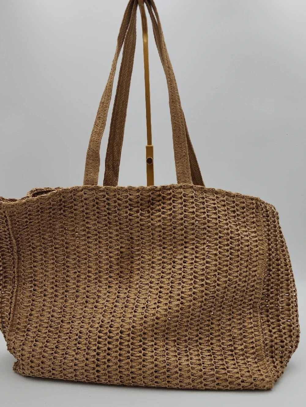 Sonoma Aloha Straw Tote Bag in Brown with Yellow Accent